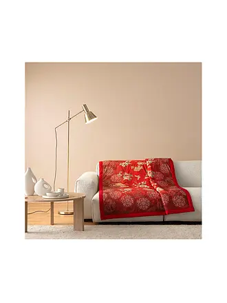 BASSETTI | Tagesdecke - Plaid 135x190cm ESPERIDI Petrol | rot